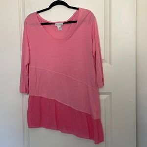 Soft Surroundings Pink Asymmetrical Tiered Tunic Large